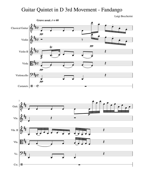 Boccherini Guitar Quintet in D 3rd Movement Fandango