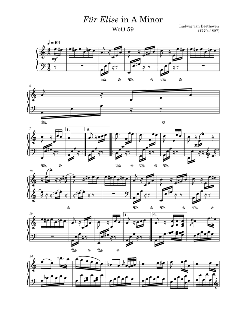 Für Elise Sheet Music for Piano (Solo) | MuseScore.com