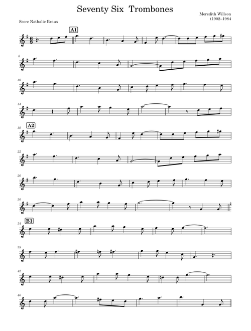 Seventy-Six Trombones – Meredith Wilson Seventy Six Trombones for alto sax 2