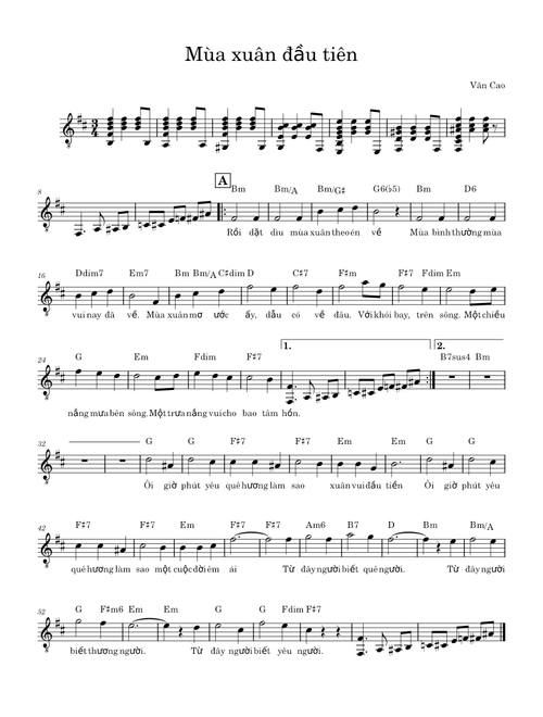 Mùa xuân đầu tiên – Văn Cao đệm guitar