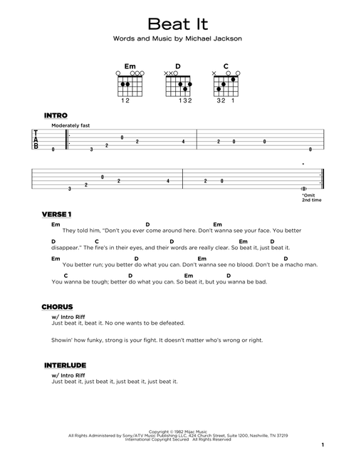 Beat It - Michael Jackson (Really Easy Guitar)