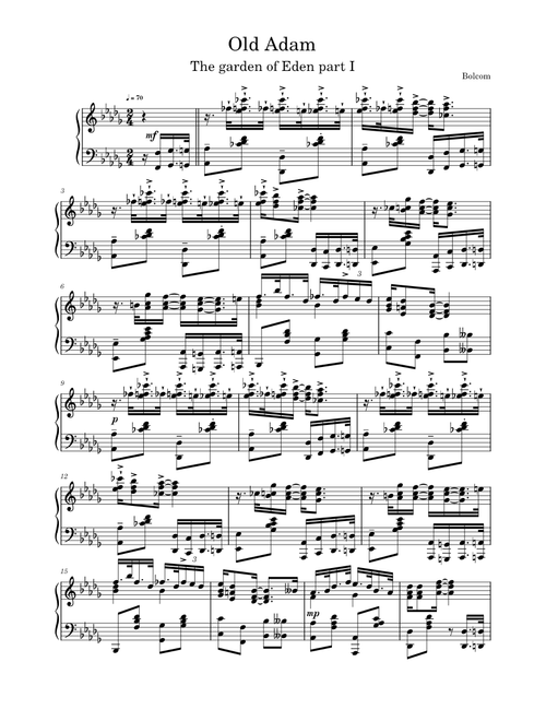 The Garden of Eden – William Bolcom Old Adam