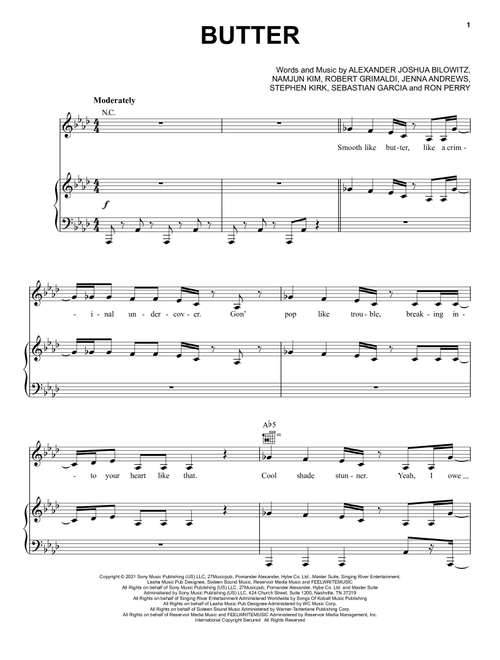 Butter - BTS (Piano-Vocal-Guitar)