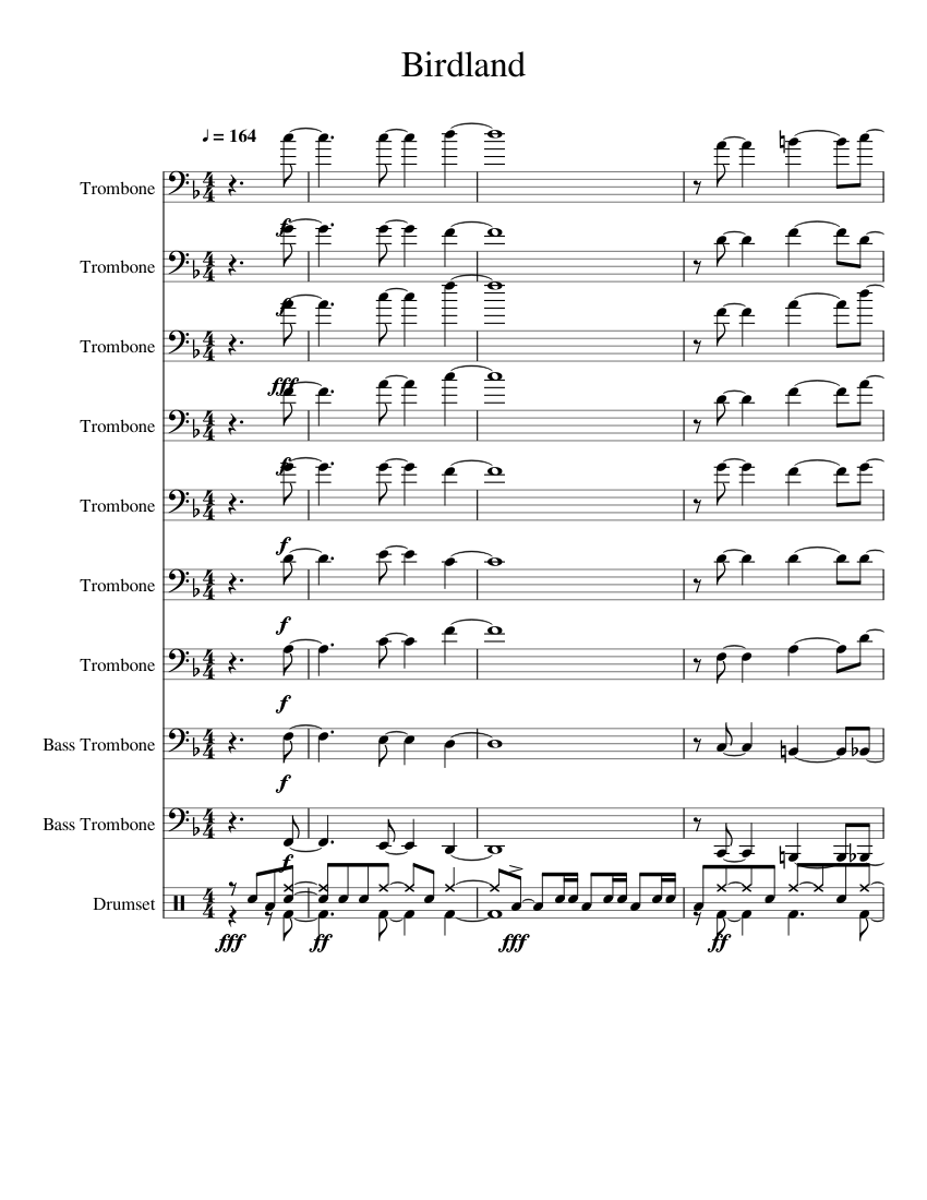 Birdland Sheet Music For Trombone Trombone Bass Drum Group Mixed