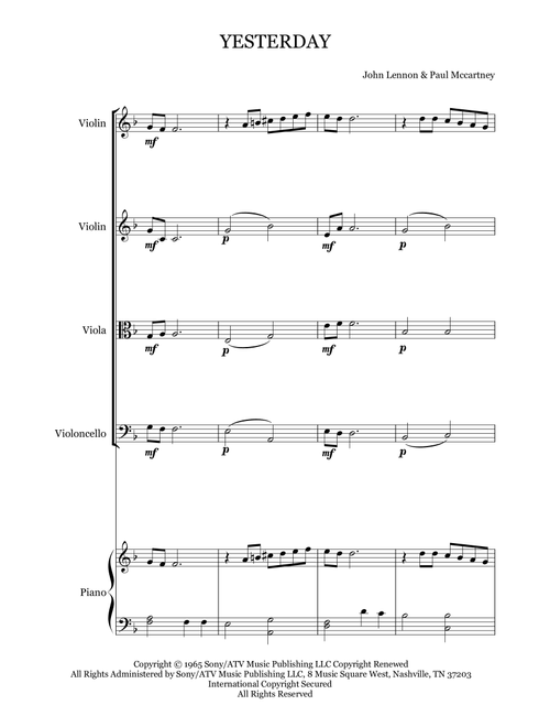 Yesterday (Arr. Karen Gueiros) - Adam Levine & Tony Lucca (String Quartet)