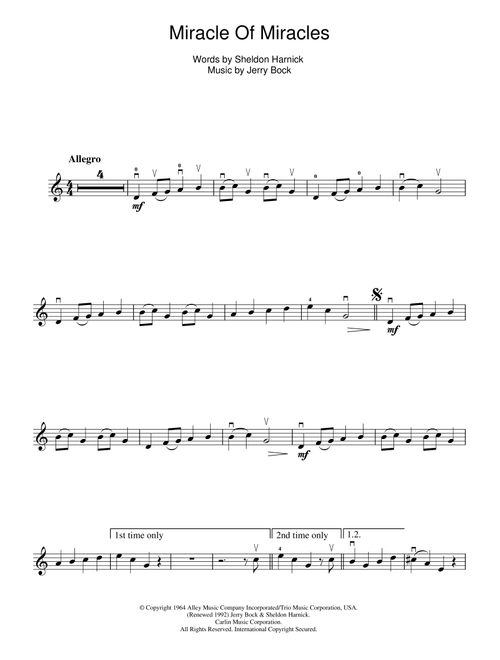 Miracle Of Miracles (from Fiddler On The Roof) - Jerry Bock (Violin Solo)