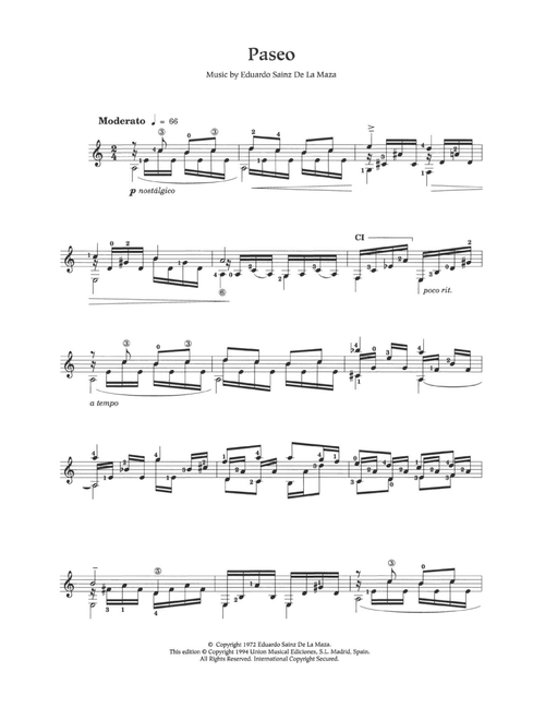 Paseo - Eduardo Sainz de la Maza (Easy Guitar)