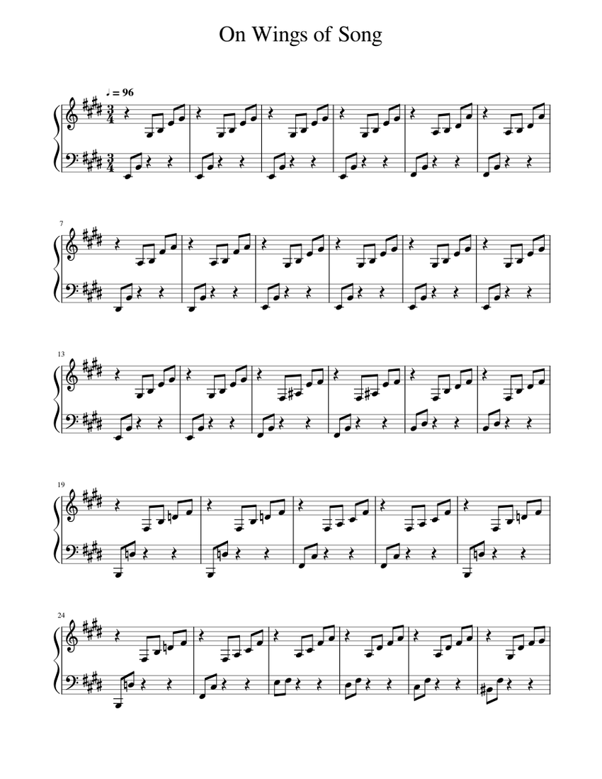 J14-070 MUSIC FOR PIANO NO.70 ON WINGS OF SONG 歌の翼にのせ