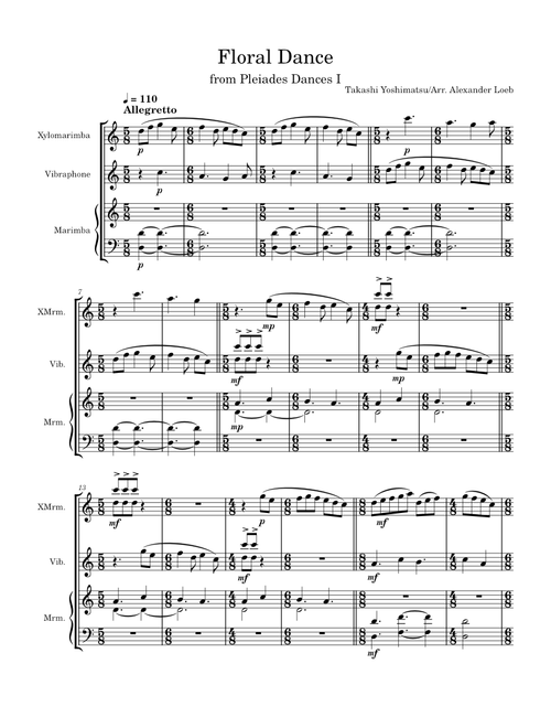 Floral Dance No. 1 from Pleiades Dances Book 1 Op. 27 – Takashi Yoshimatsu