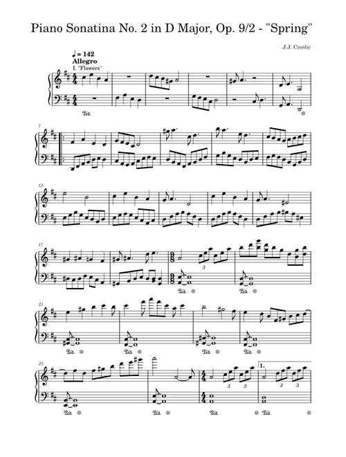 Piano Sonatina No. 2 in D Major, Op. 9/2 - "Spring"