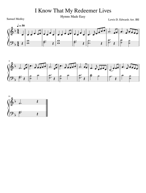 I know that my redeemer lives – LDS Hymns I_Know_That_My_Redeemer_Lives EASY