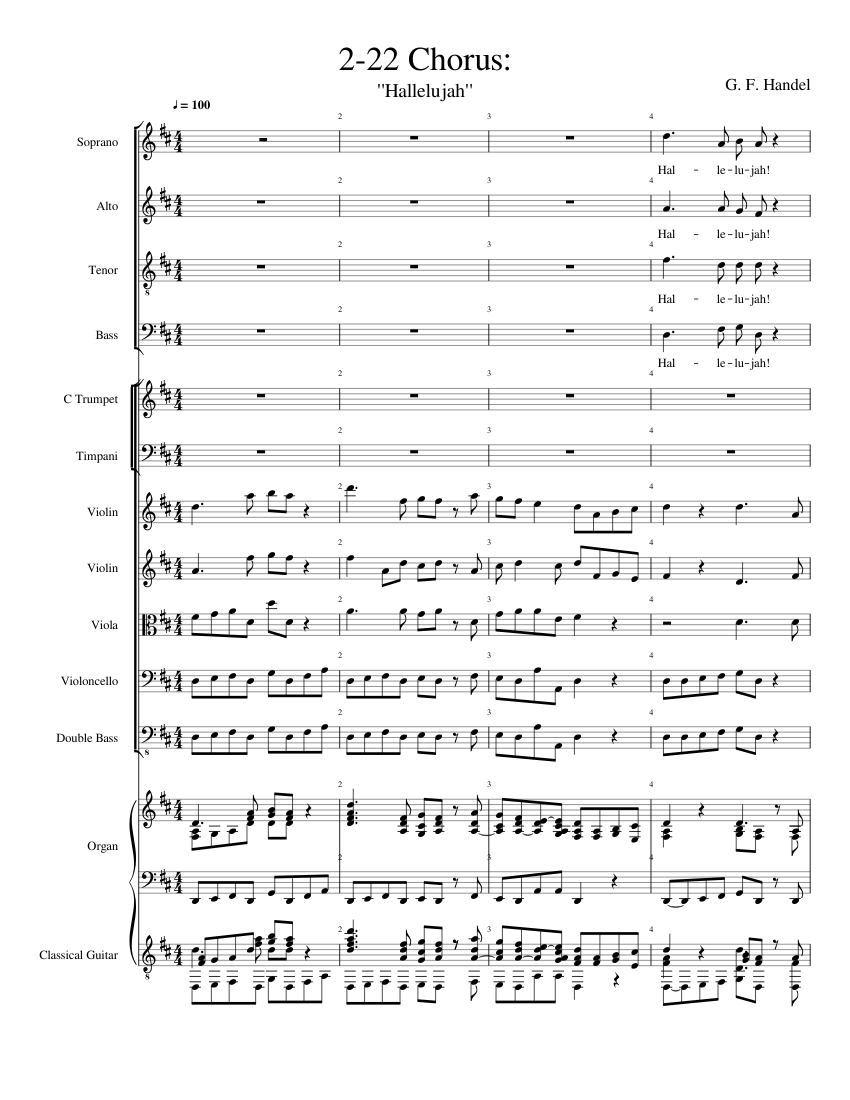 "Hallelujah" Sheet music for Organ, Timpani, Violin, Viola & more