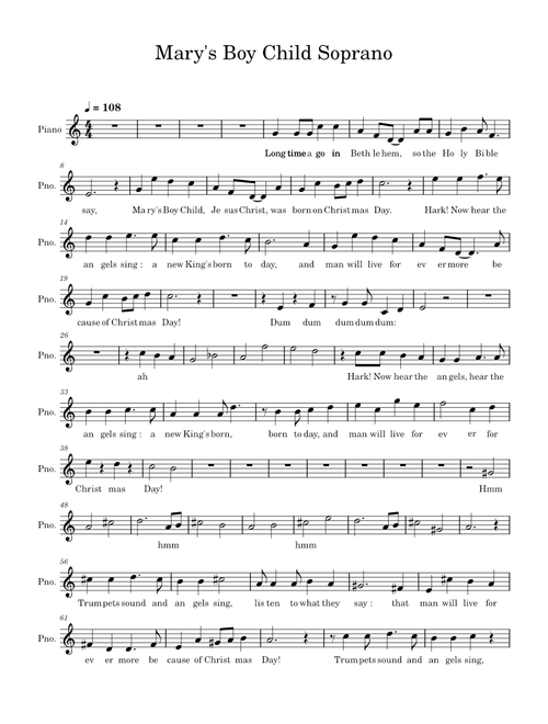 Mary's Boy Child – Misc Traditional
