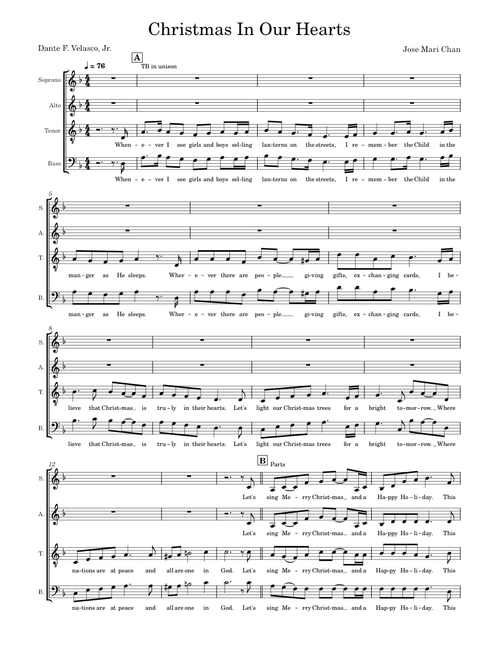 Christmas In Our Hearts (SATB) – Jose Mari Chan/ Dante F. Velasco