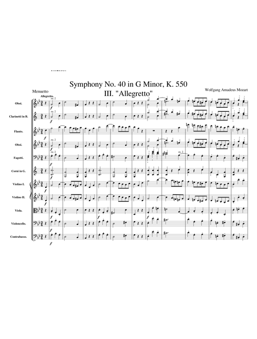 Mozart: Symphony No. 40 in G Minor, K. 550: III. "Allegretto"