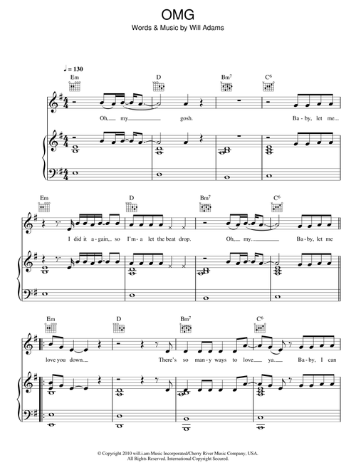 OMG - Usher featuring william, Usher, William (Piano-Vocal-Guitar (Piano Accompaniment))