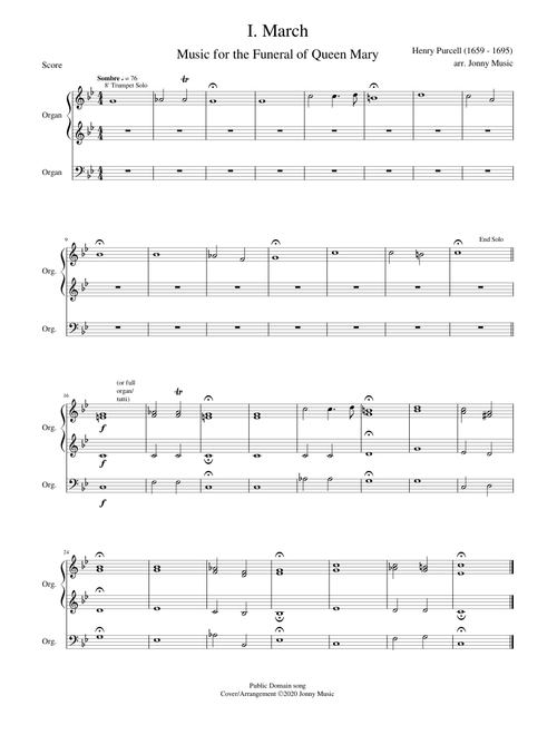 March (Funeral of Queen Mary) Organ Cover