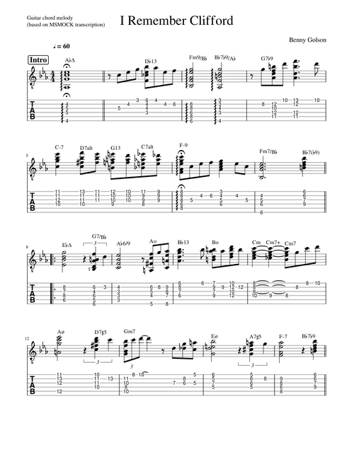 I Remember Clifford (guitar chord melody)