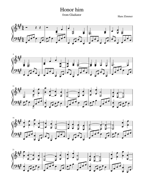Gladiator Theme - Honor him (easy)