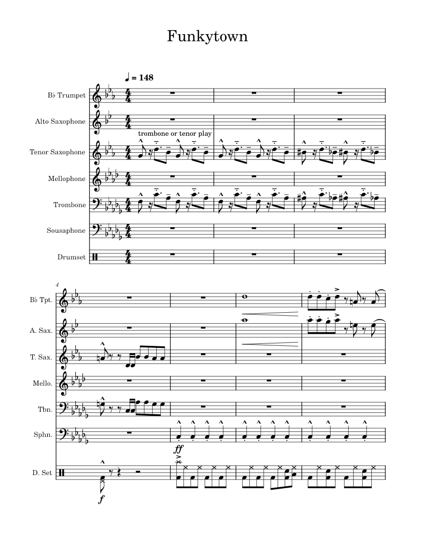 Funkytown / I Feel Good – Lucky Chops Funkytown - Lucky Chops Sheet ...