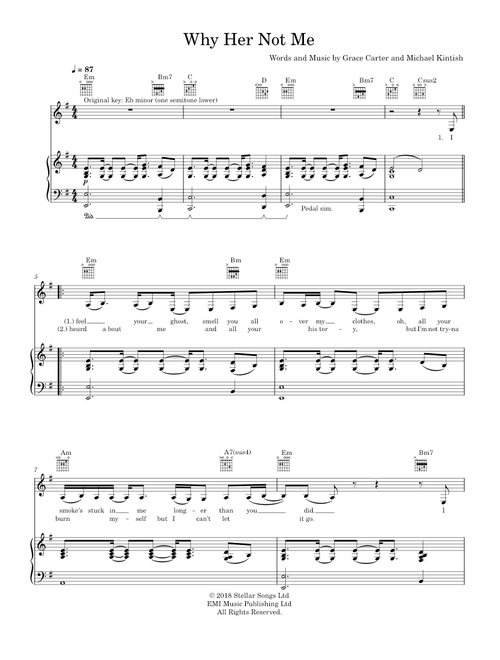 Why her not me - Grace Carter (Piano-Voice-Guitar)