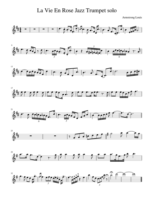 La Vie En Rose Jazz Trumpet solo