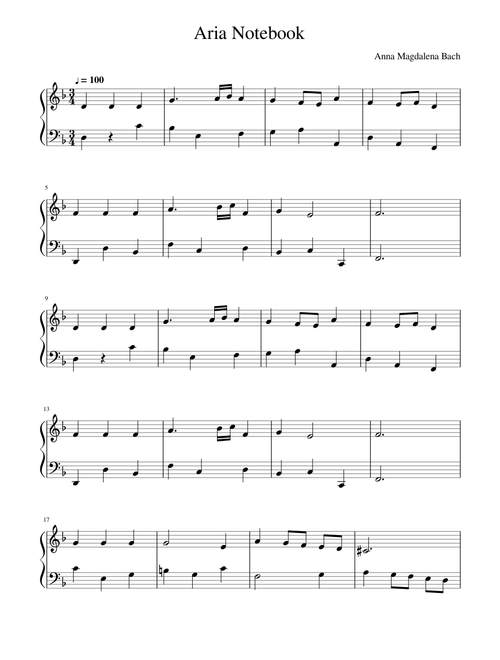 Aria Notebook Anna Magdalena Bach