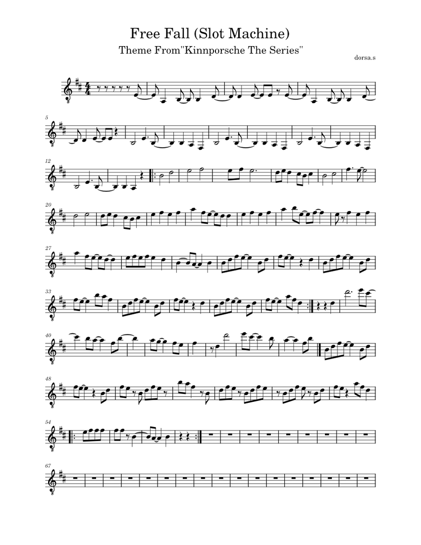 Free Fall Slot Machine ( Theme From "Kinnporsche The series") Sheet