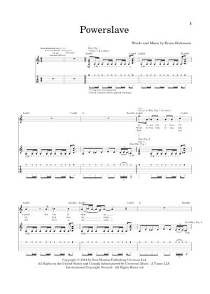 Powerslave - Iron Maiden Sheet Music and Tab for Bass guitar (Solo