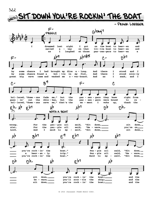 Sit Down You're Rockin' The Boat (Low Voice) - Frank Loesser (Real Book - Melody-Chords-Lyrics)