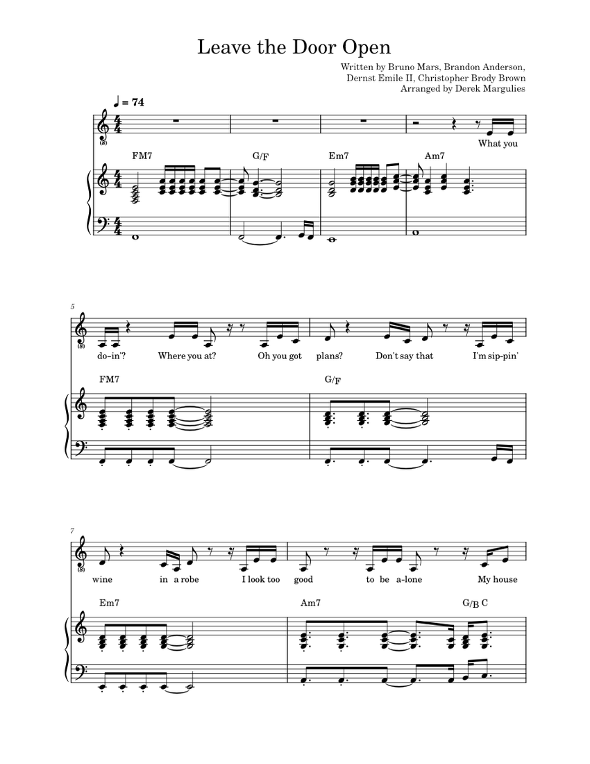 Leave the Door Open – Silk Sonic Leave the Door Open Sheet Music