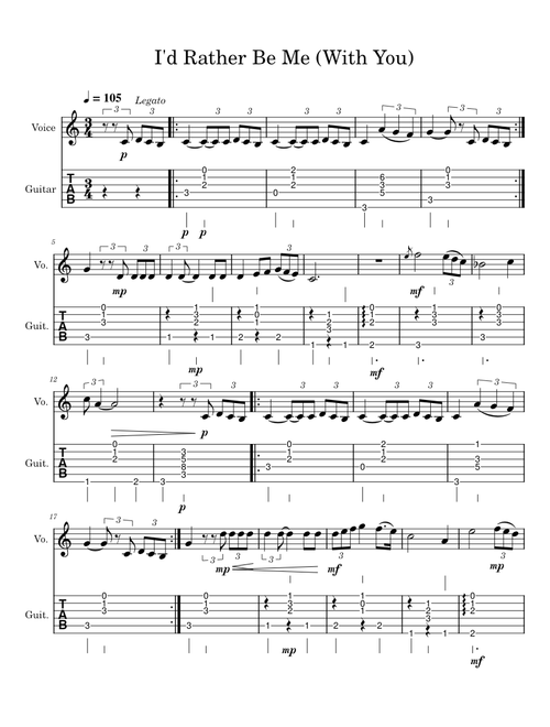 I'd Rather Be Me (With You) – Rebecca Sugar I'd Rather be me With you guitar and voice