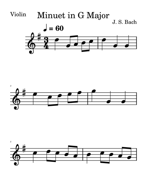 Minuet in G Major (Arr. Christopher Benfield) - Johann Sebastian Bach (Violin Solo)