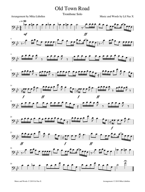 Old Town Road Trombone Solo