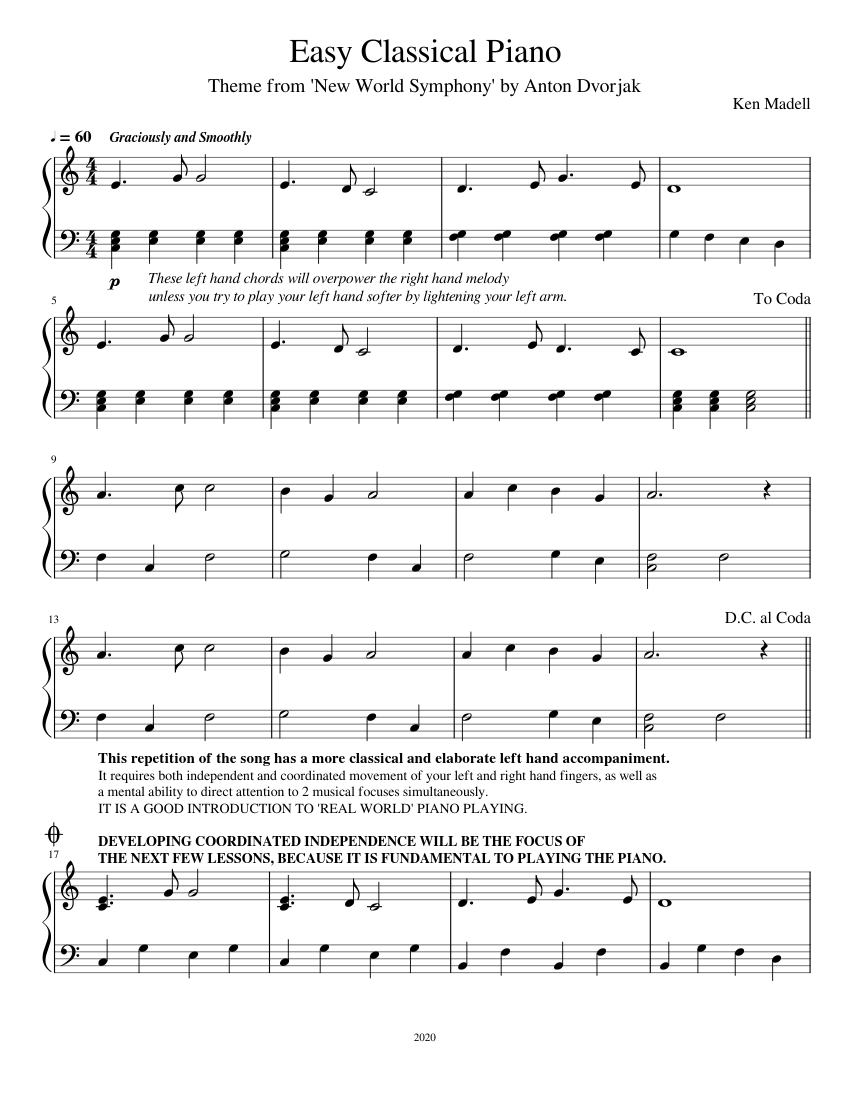 Easy Classical Piano Dvorak Sheet music for Piano Solo Musescore