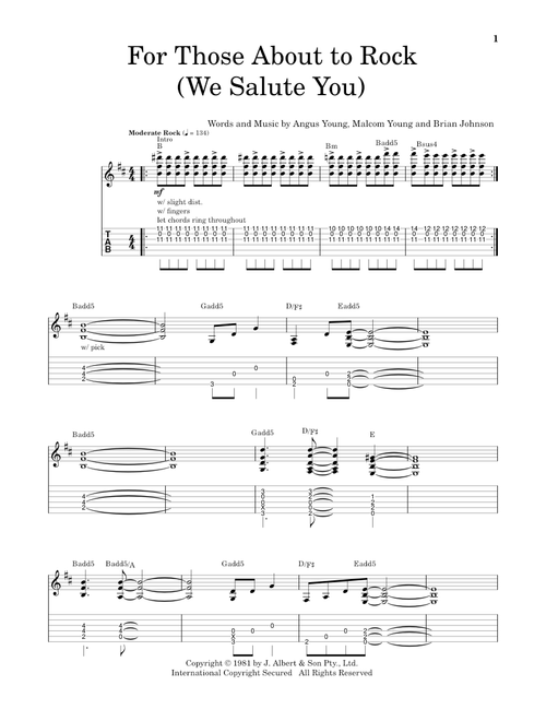 For Those About To Rock (We Salute You) - AC/DC (School of Rock - Guitar Tab)