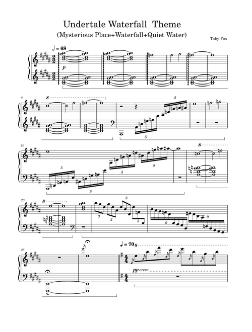 Undertale Waterfall Theme (Piano Solo)
