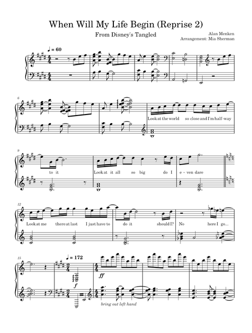 When Will My Life Begin (Reprise) – Alan Menken, Glenn Slater