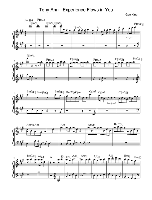 Experience Flows in You (Arr. Gregory King) - Tony Ann (Easy Piano)