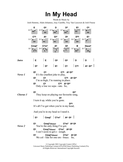 In My Head - Queens Of The Stone Age (Guitar Chords-Lyrics)