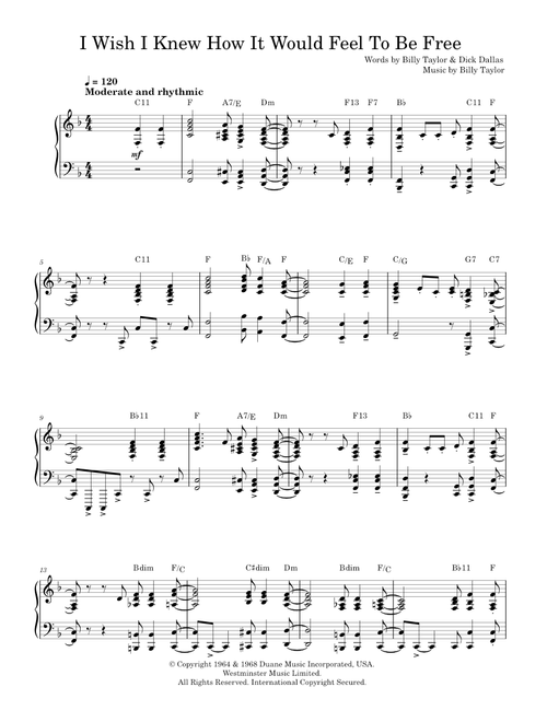 I wish i knew how it would feel to be free - Billy Taylor (Piano Solo)
