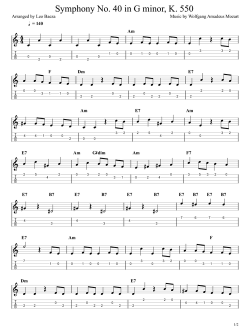 Symphony No. 40 in G minor, K. 550 (Arr. Leo Baeza) - Wolfgang Amadeus Mozart (Ukulele)