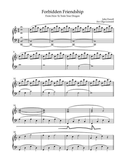 Forbidden Friendship (Arr. Olga Leonard) - John Powell (Piano Solo)