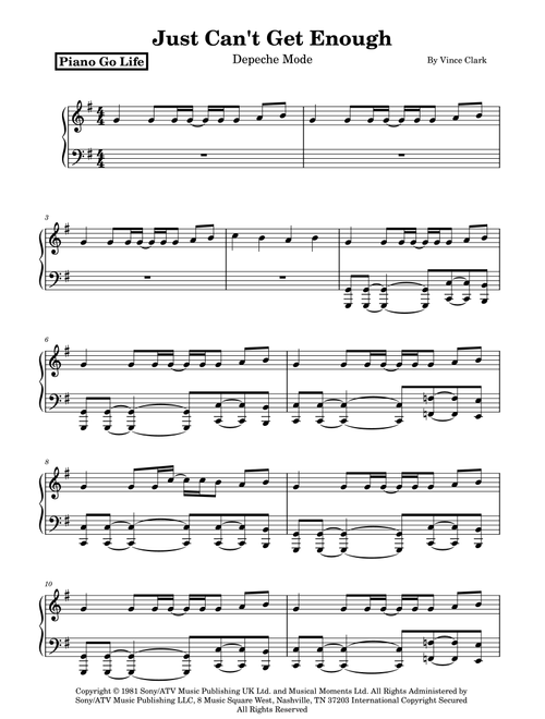 Just Can't Get Enough (Arr. Piano Go Life) - Depeche Mode (Piano Solo)
