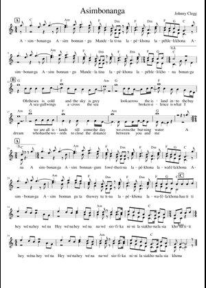 Asimbonanga Mandela de Johnny Clegg Sheet Music for Piano (Solo) easy ...