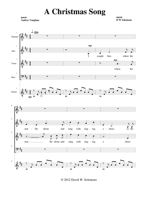 Christmas Song (SATB choir and guitar) - David Warin Solomons (Choral, SATB)