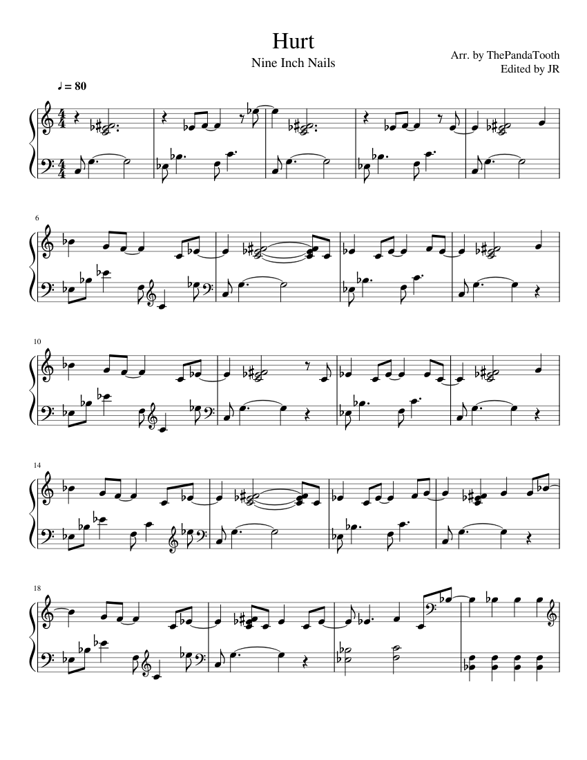 Hurt - Johnny Cash (Nine Inch Nails) Sheet music for Piano (Solo) | Hurt - Johnny Cash (Nine Inch Nails) Sheet music for Piano (Solo) |