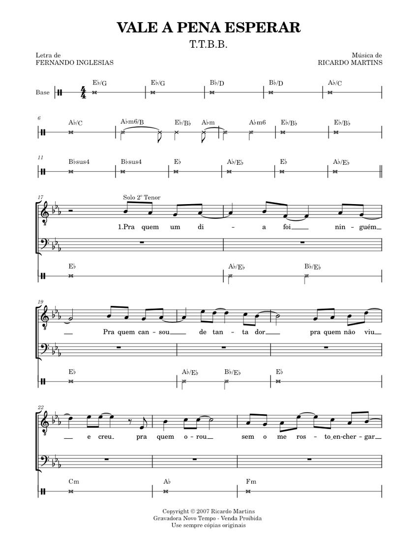 Vale a Pena Esperar – Música de Ricardo Martins, Letra de Fernando ...