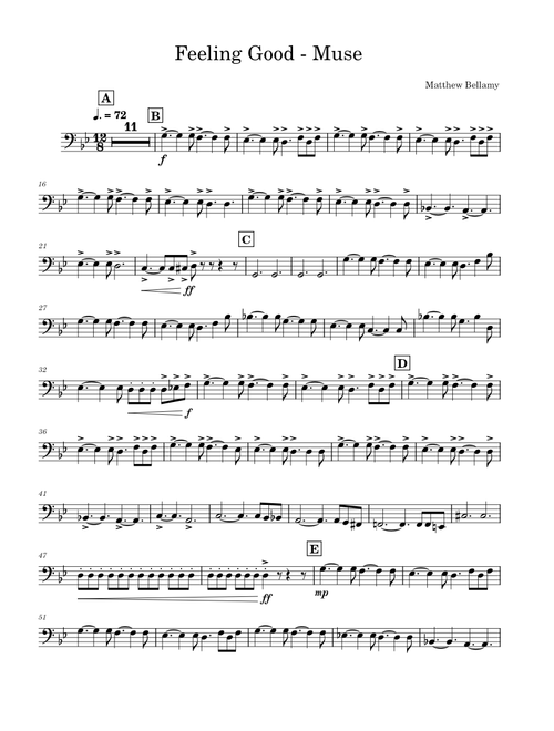 Feeling good – Muse muse bass sheet music