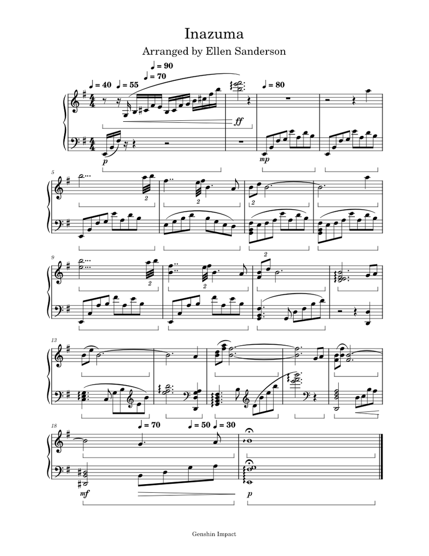 Inazuma YuPeng Chen Inazuma Theme Genshin Impact Sheet music for
